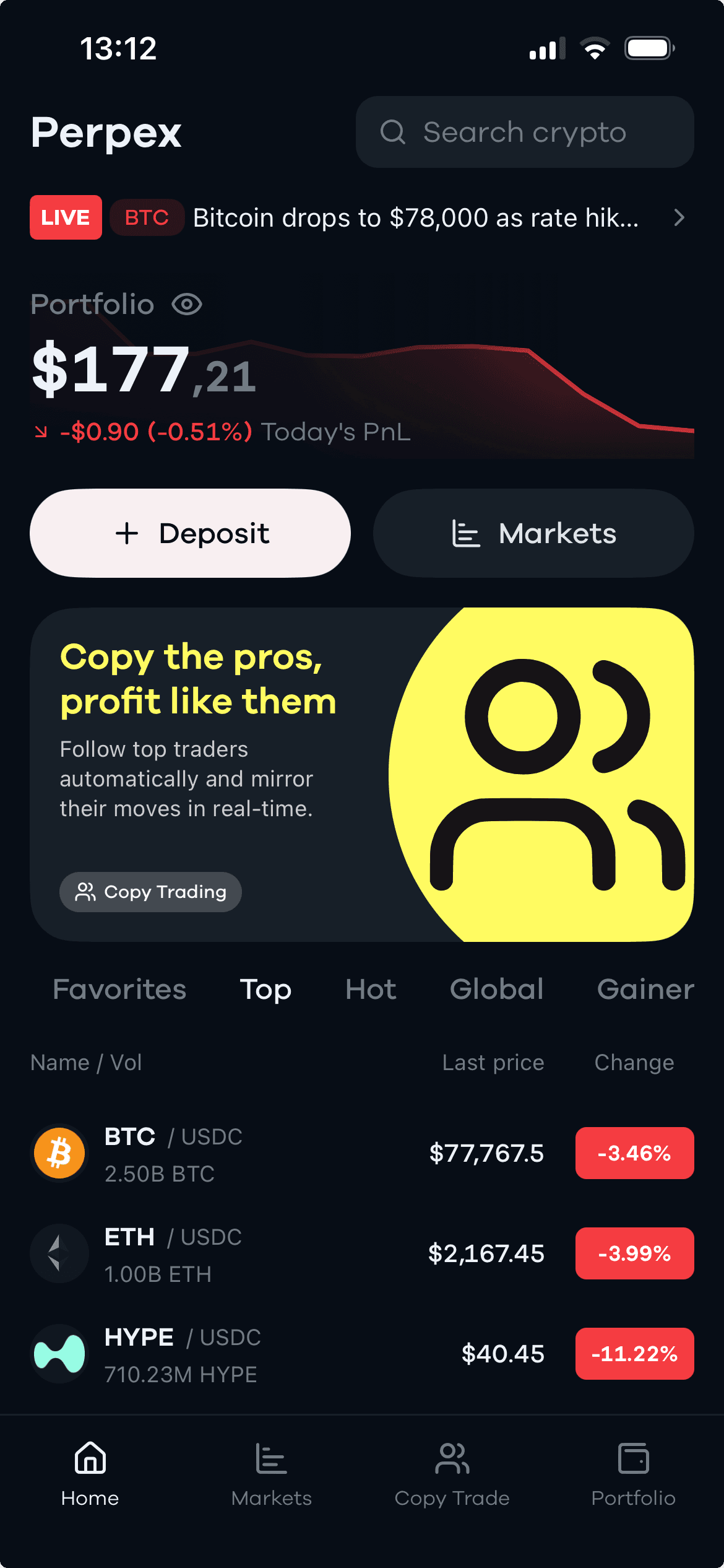 Perpex mobile app preview